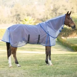 WeatherBeeta ComFiTec Ripshield Plus Detach-A-Neck Fly Sheet -Equestrian Equipment Store 24067 whtblue neck right