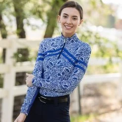 Kastel Signature 1/4 Zip Sun Shirt - Clearance! -Equestrian Equipment Store 25122 blueleaves l1