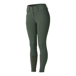 Horze Grand Prix Thermo Silicone Full Seat Breeches - Clearance! -Equestrian Equipment Store 27554 thymegreen front