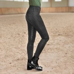 Horze Daniela Women's Silicone Full Seat Breeches 8 Horze Daniela Women's Silicone Full Seat Breeches -Equestrian Equipment Store 28936 black onmodel