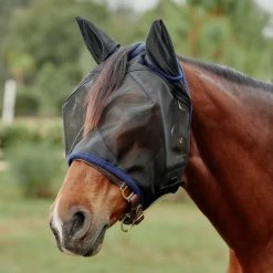 SmartPak Fine Mesh Fly Mask 5 SmartPak Fine Mesh Fly Mask -Equestrian Equipment Store 31294 blacknavy onhorse 1