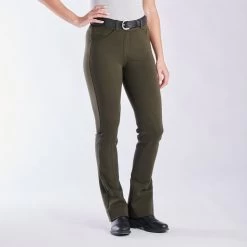 Piper Knit Mid-Rise Boot Cut Breeches By SmartPak - Knee Patch -Equestrian Equipment Store 31466 dark olive 3339