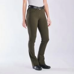 Piper Knit Mid-Rise Boot Cut Breeches By SmartPak - Knee Patch -Equestrian Equipment Store 31466 dark olive 3343