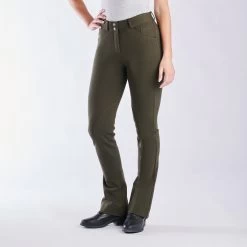 Piper Knit Mid-Rise Boot Cut Breeches By SmartPak - Knee Patch -Equestrian Equipment Store 31466 dark olive 3349