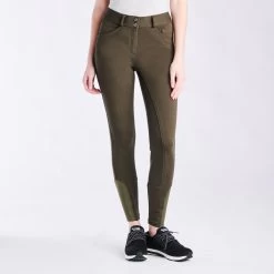 Piper Knit Mid-Rise Breeches By SmartPak - Full Seat -Equestrian Equipment Store 31469 dark olive bom1483