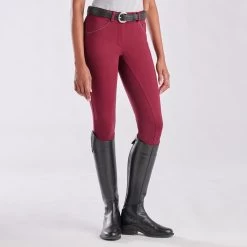 Piper Knit Mid-Rise Breeches By SmartPak - Full Seat - Clearance! -Equestrian Equipment Store 31469 merlot charcoal 8600