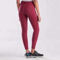 Piper Knit Mid-Rise Breeches By SmartPak - Full Seat - Clearance! -Equestrian Equipment Store 31469 merlot charcoal 8621