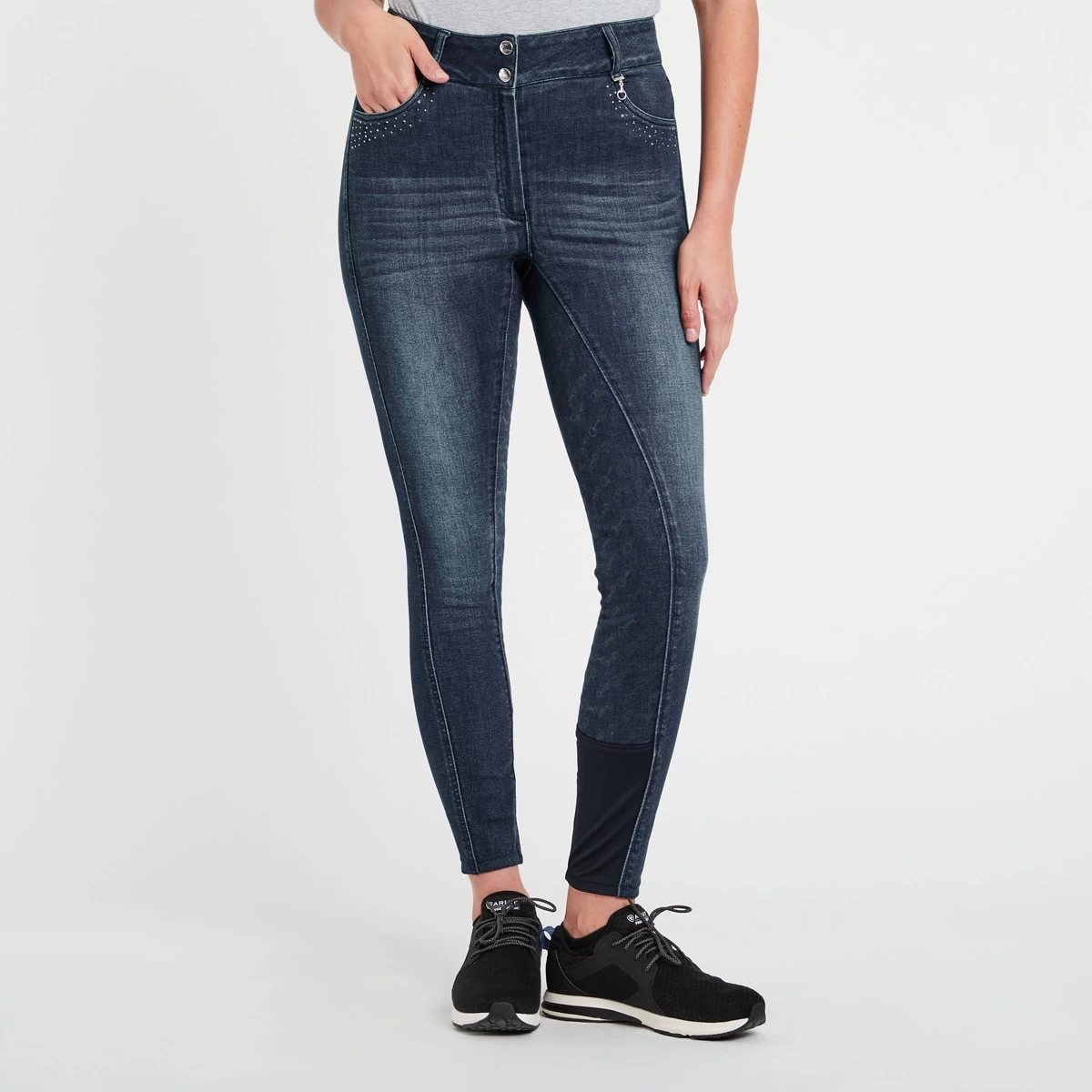 Horze Kaia Women's High Waist Denim Full Seat Breeches 3 Horze Kaia Women's High Waist Denim Full Seat Breeches - Image 3