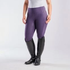 Kerrits Thermo Tech Full Leg Tight - Knee Patch - Clearance! -Equestrian Equipment Store 32431 blackberry black 6280