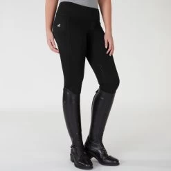 Piper Mid-Weight Tights By SmartPak - Knee Patch -Equestrian Equipment Store 32769 black bom 880