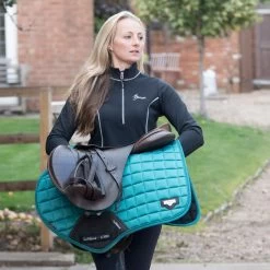 LeMieux Loire Classic Close Contact Square Saddle Pad -Equestrian Equipment Store 33261 peacock lifestyle 1