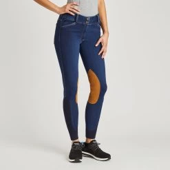 Piper Stretch Denim Breeches By SmartPak- Knee Patch -Equestrian Equipment Store 34034 bluedenim 3
