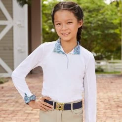 RJ Classics Maddie Jr Long Sleeve Show Shirt W/ 37.5 Temperature Regulating Technology - Clearance! -Equestrian Equipment Store 34066 bluepaisleyfloral 1