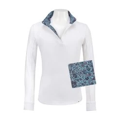 RJ Classics Maddie Jr Long Sleeve Show Shirt W/ 37.5 Temperature Regulating Technology - Clearance! -Equestrian Equipment Store 34066 bluepaisleyfloral 3