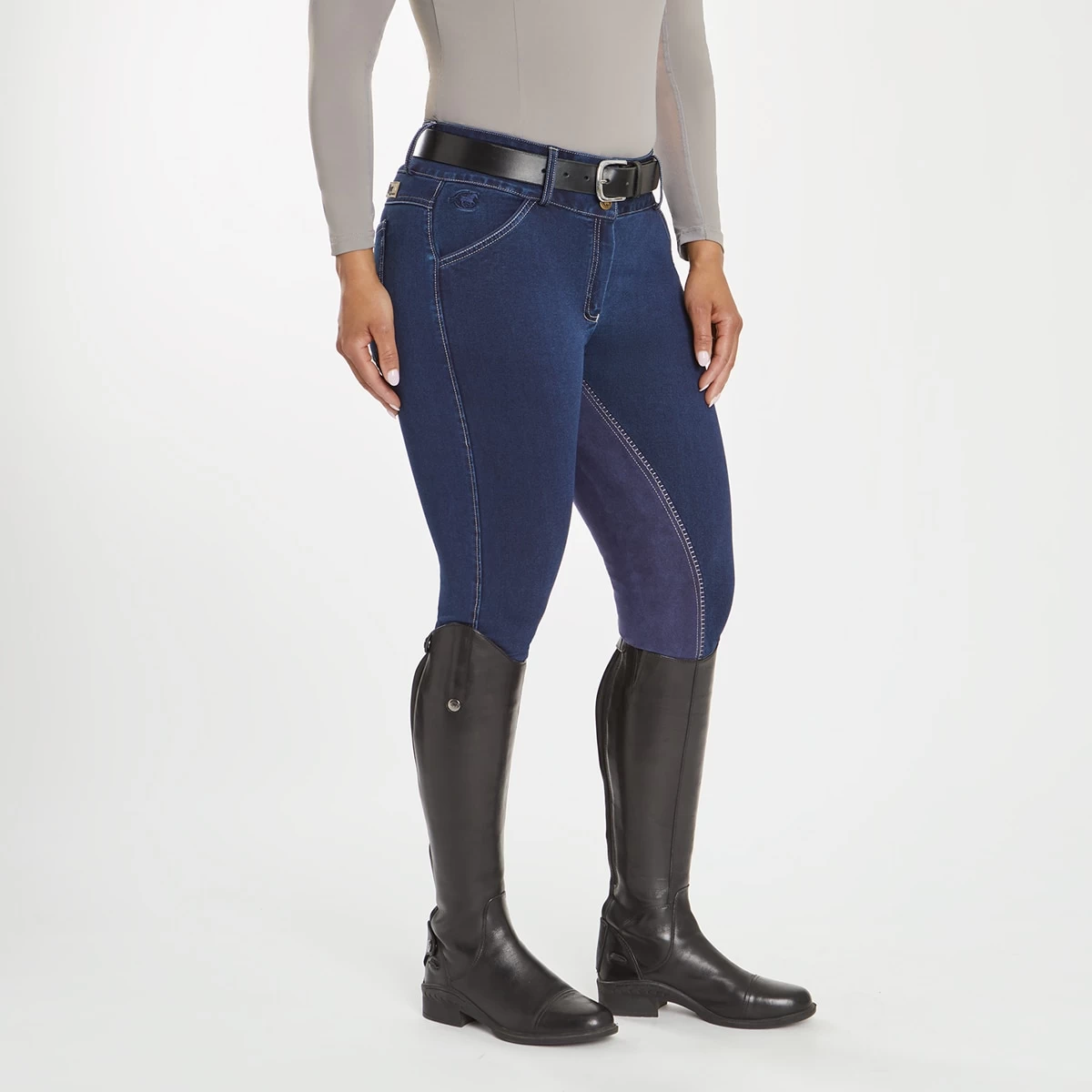 Piper Stretch Denim Curvy Fit Breeches By SmartPak- Full Seat 1 Piper Stretch Denim Curvy Fit Breeches By SmartPak- Full Seat