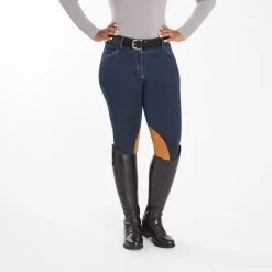 Piper Stretch Denim Curvy Fit Breeches By SmartPak- Knee Patch