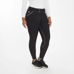 Piper Evolution Curvy Fit Breeches By SmartPak - Knee Patch -Equestrian Equipment Store 35579 blackwhite 4860