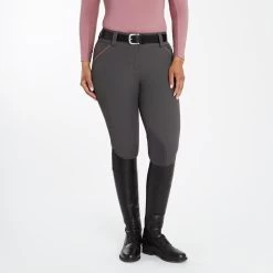 Piper Evolution Curvy Fit Breeches By SmartPak - Knee Patch -Equestrian Equipment Store 35579 charcoallightrosewood 1