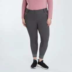 Piper Evolution Curvy Fit Breeches By SmartPak - Knee Patch -Equestrian Equipment Store 35579 charcoallightrosewood 3